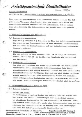 Tätigkeitsbericht für 1980