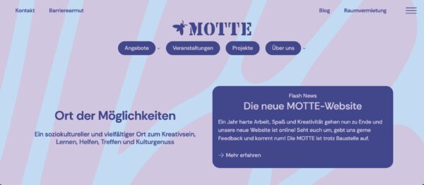 Ausschnitt aus Webseite der Motte 